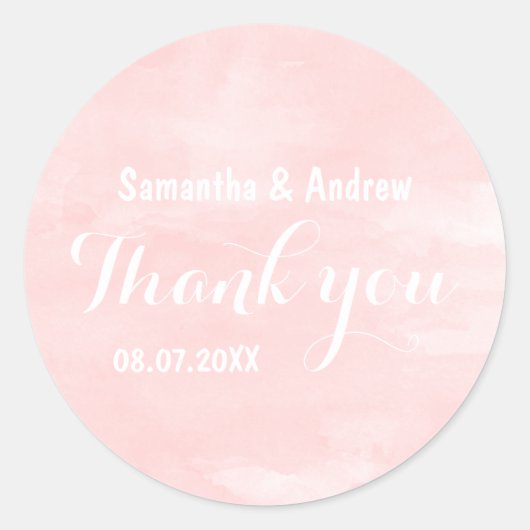 Sticker Rond Merci mariage d'aquarelle rose vif (Devant)