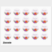 Sticker Rond Merci Mariage d'aquarelle violet orange (Feuille)