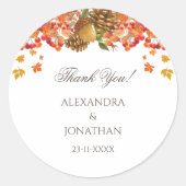 Sticker Rond Merci Mariage de automne d'automne rustique (Devant)