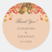 Sticker Rond Merci Mariage de automne d'automne rustique (Devant)