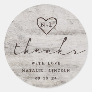 Sticker Rond Merci Mariage de Birch Tree  de charançon sculpté