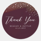 Sticker Rond Merci Mariage de Crimson profond de nuit étoilé (Devant)