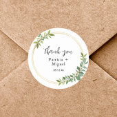 Sticker Rond Merci Mariage de feuillage vert Fleur sauvage rust