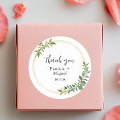 Sticker Rond Merci Mariage de feuillage vert Fleur sauvage rust