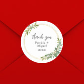 Sticker Rond Merci Mariage de feuillage vert Fleur sauvage rust