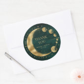 Sticker Rond Merci Mariage de la lune d'or d'Émeraude céleste (Enveloppe)