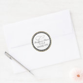 Sticker Rond Merci Mariage de Monogramme C noir or (Enveloppe)