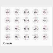 Sticker Rond Merci Mariage de monogramme de superposition flora (Feuille)