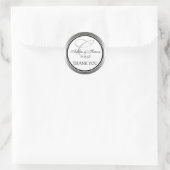 Sticker Rond Merci Mariage de Monogramme noir argent (Sac)