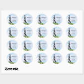 Sticker Rond Merci Mariage de phare d'aquarelle (Feuille)