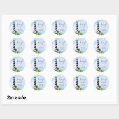 Sticker Rond Merci Mariage de phare d'aquarelle (Feuille)