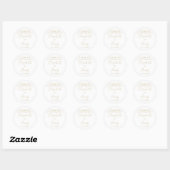 Sticker Rond Merci Mariage de script élégant en or chic (Feuille)