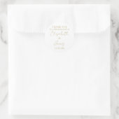 Sticker Rond Merci Mariage de script élégant en or chic (Sac)