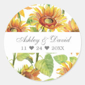 Sticker Rond Merci Mariage de tournesol aquarelle (Devant)