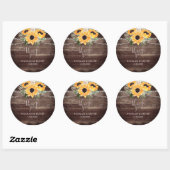 Sticker Rond Merci Mariage de tournesol rustique Favoriser (Feuille)