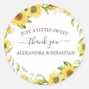 Sticker Rond Merci Mariage de tournesol vert