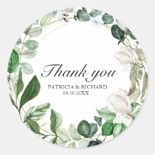 Sticker Rond Merci Mariage de verdure géométrique