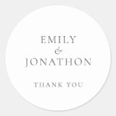 Sticker Rond Merci Mariage d'écriture gris simple (Devant)