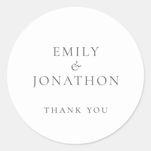 Sticker Rond Merci Mariage d'écriture gris simple (Devant)