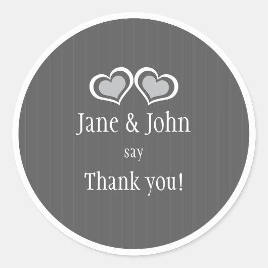 Sticker Rond Merci Mariage des coeurs (Devant)