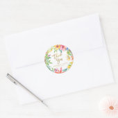 Sticker Rond Merci | Mariage des fleurs d'aquarelle tropicale (Enveloppe)