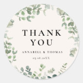 Sticker Rond Merci! Mariage d'eucalyptus (Devant)