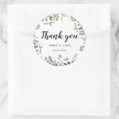 Sticker Rond Merci! Mariage d'eucalyptus (Sac)