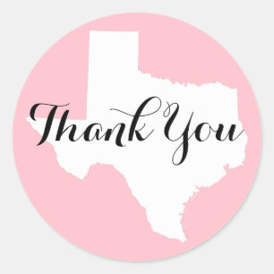 Sticker Rond Merci Mariage du Texas rose blanc et noir