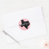 Sticker Rond Merci Mariage du Texas rose noir et blanc (Enveloppe)