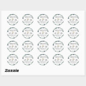 Sticker Rond Merci Mariage Dusty Blue Eucalyptus (Feuille)
