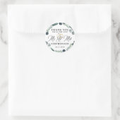 Sticker Rond Merci Mariage Dusty Blue Eucalyptus (Sac)