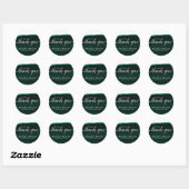 Sticker Rond Merci Mariage Emerald Green (Feuille)