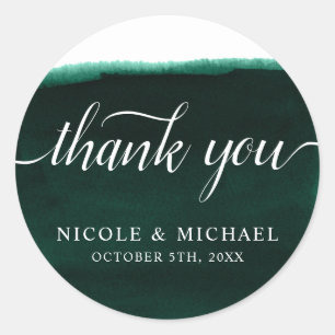 Sticker Rond Merci Mariage Emerald Green