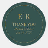 Sticker Rond Merci Mariage émérite vert moderne (Devant)