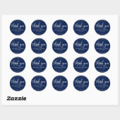 Sticker Rond Merci Mariage en argent bleu marine (Feuille)