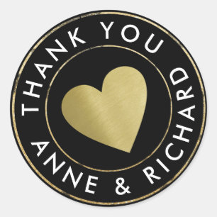Sticker Rond merci / mariage en faveur noir