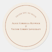 Sticker Rond Merci Mariage en ivoire Boho Arch simple (Devant)