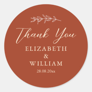 Sticker Rond Merci Mariage en terre cuite