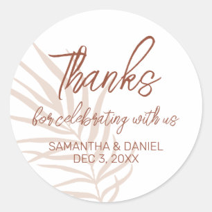Sticker Rond Merci Mariage en terre cuite Boho