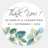 Sticker Rond Merci Mariage Eucalyptus (Devant)