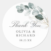 Sticker Rond Merci Mariage Eucalyptus (Devant)
