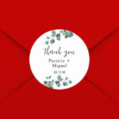 Sticker Rond Merci Mariage Eucalyptus vert moderne