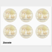 Sticker Rond Merci mariage Favor Ananas Rustique Bois (Feuille)