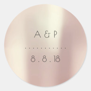 Sticker Rond Merci mariage Favor Rose Or rose soie