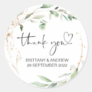 Sticker Rond Merci Mariage Favor traitement sac Jam Eucalyptus