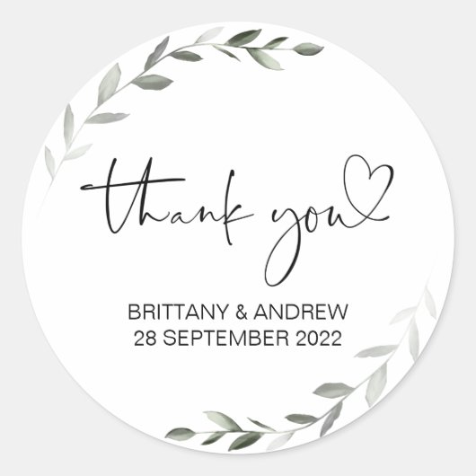 Sticker Rond Merci Mariage Favor traitement sac Jar Eucalyptus (Devant)