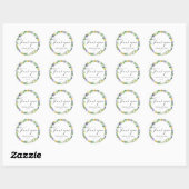 Sticker Rond Merci Mariage Fleur sauvage rustique (Feuille)