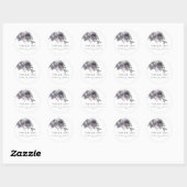 Sticker Rond Merci Mariage Fleurs bleues Smokey (Feuille)