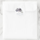 Sticker Rond Merci Mariage Fleurs bleues Smokey (Sac)