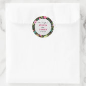Sticker Rond Merci Mariage floral Boho moderne (Sac)